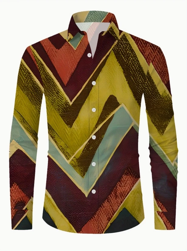 Men's Regular Fit Long Sleeve Shirt with Abstract Leaf Print - Blue & Yellow on Light Beige, Classic Collar Button-Up,
Men's Regular Fit Long Sleeve Shirt with Abstract Leaf Print - Blue & Yellow on Light Beige, Classic Collar Button-Up,