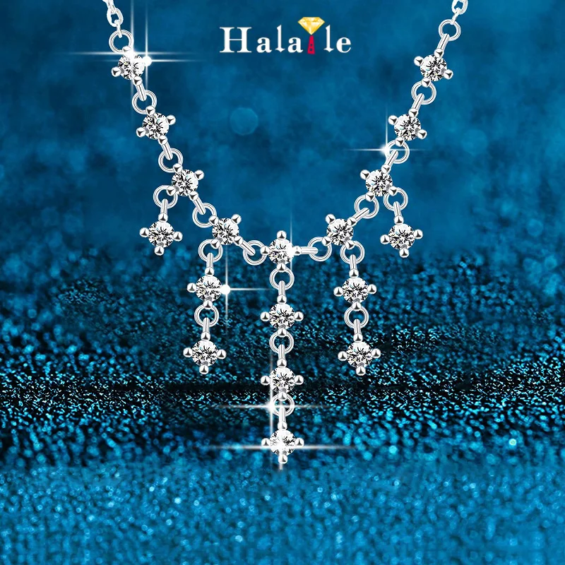 Halaile D Color Moissanite S925 Sterling Silver Waterfall Necklace Tassel Neckchain Fine Jewelry Elegant Gift for Women
Halaile D Color Moissanite S925 Sterling Silver Waterfall Necklace Tassel Neckchain Fine Jewelry Elegant Gift for Women