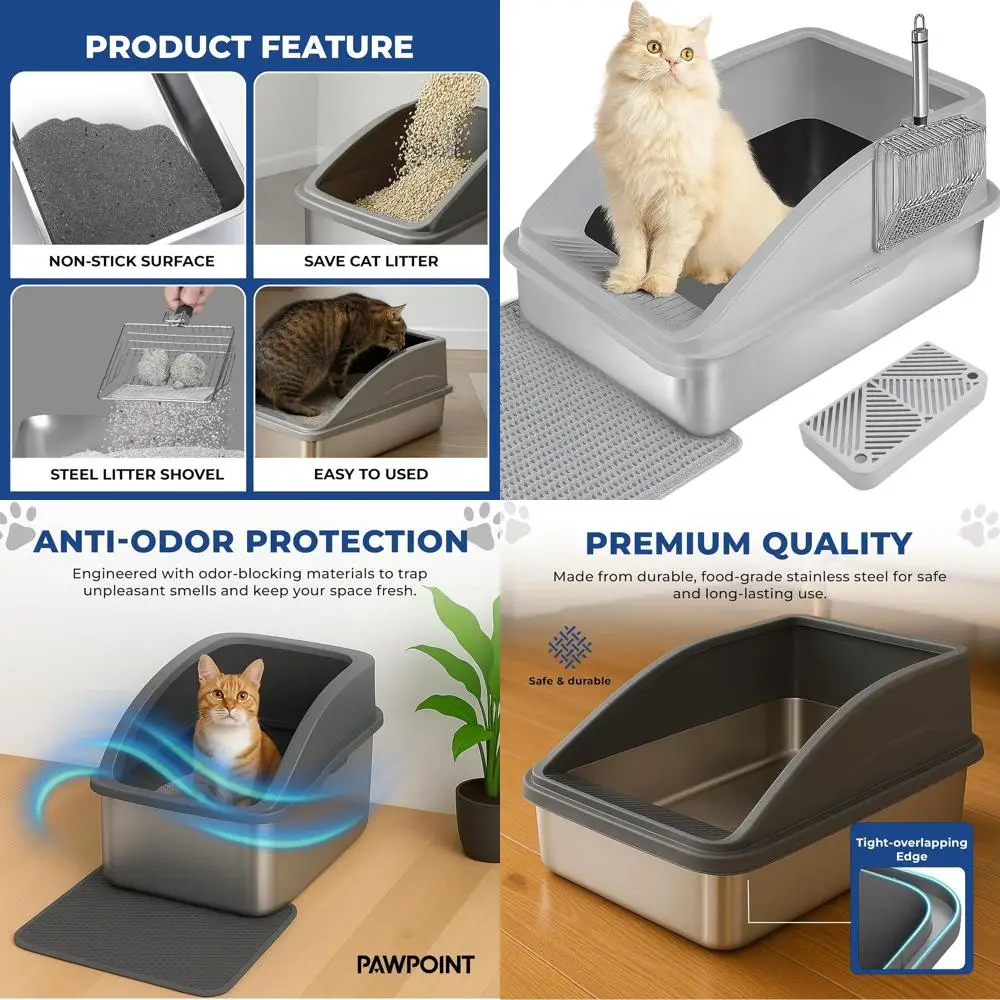 Stainless Steel Cat Litter Enclosure for Large Cats & Kittens, Spacious, Easy Clean, Durable with Cover, Mat, and Shovel (Dark G
Stainless Steel Cat Litter Enclosure for Large Cats & Kittens, Spacious, Easy Clean, Durable with Cover, Mat, and Shovel (Dark G