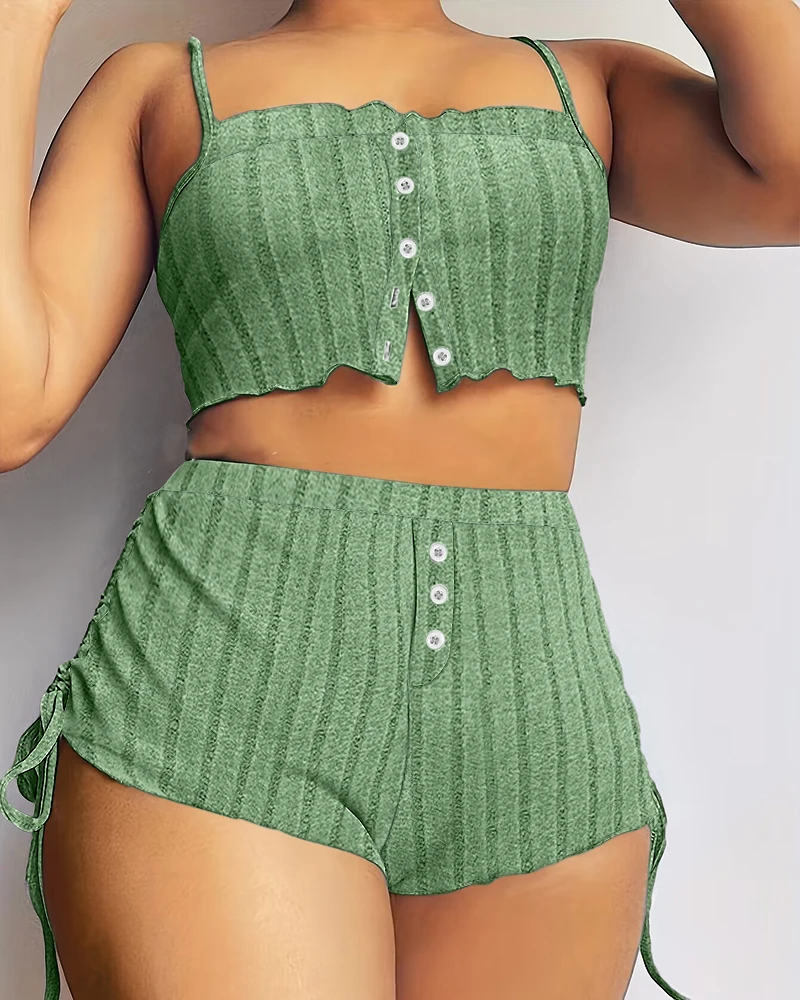 Women's Two-Piece Set Multi Color Drawstring Casual Camisole Shorts Set Sexy Slim Fit Retro Casual Elegant Shorts Set
Women's Two-Piece Set Multi Color Drawstring Casual Camisole Shorts Set Sexy Slim Fit Retro Casual Elegant Shorts Set