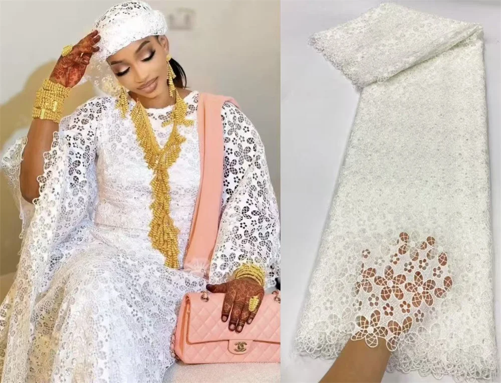 Wholesale White Lace 5Yards Guipure Cord Lace Fabrics Quality 2025 Embroidery Sewing Lace African Fabric Lacef For Wedding H21-1
Wholesale White Lace 5Yards Guipure Cord Lace Fabrics Quality 2025 Embroidery Sewing Lace African Fabric Lacef For Wedding H21-1