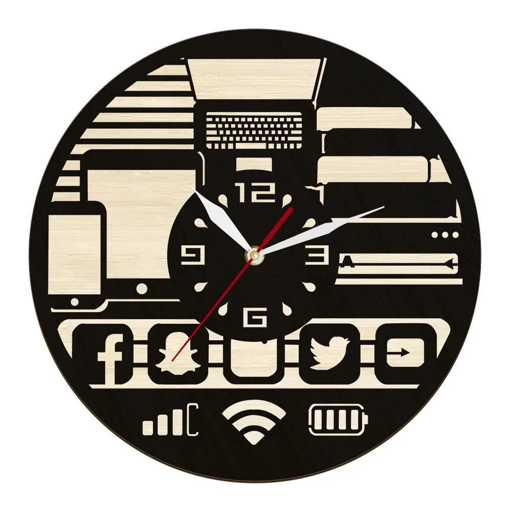 Social Media Symbols Retro Black Wood Wall Clock For Home Office Rustic Decor Social Network Icons Natural Eco Friendly Clock
Social Media Symbols Retro Black Wood Wall Clock For Home Office Rustic Decor Social Network Icons Natural Eco Friendly Clock