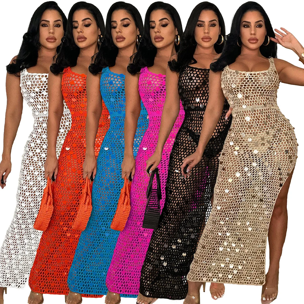 AOSKM23 New Summer CM8685 Europe And The United States Hand-Knitted Casual Hollowed Out Sequin Vest Slit Ladies Beach Skirt
AOSKM23 New Summer CM8685 Europe And The United States Hand-Knitted Casual Hollowed Out Sequin Vest Slit Ladies Beach Skirt