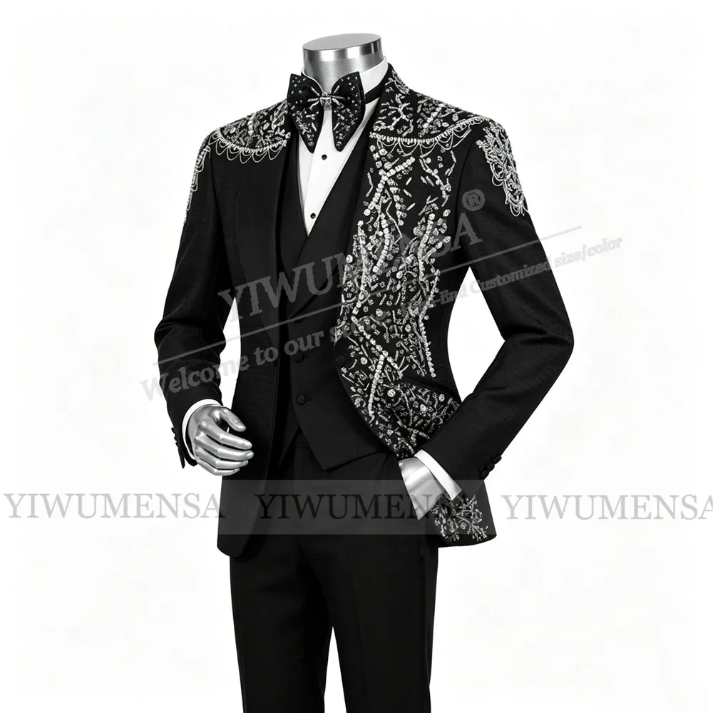 Luxury Men's Suits 3 Pieces Sets Diamond Beading Groom Prom Blazers Customized Man Banquet Tuxedos Slim Fit Male Party Outfits
Luxury Men's Suits 3 Pieces Sets Diamond Beading Groom Prom Blazers Customized Man Banquet Tuxedos Slim Fit Male Party Outfits