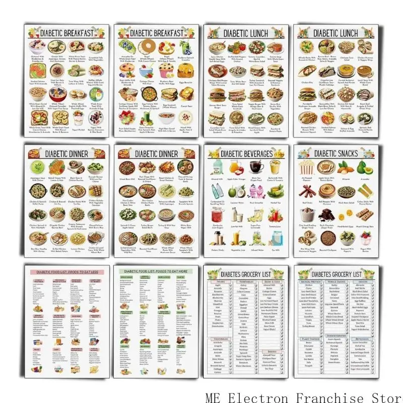 12Pcs Diabetes Chart & Meal Planner for Diabetics 8x10Inch Grocery Foods List Diabetics Planner Grocery Lists
12Pcs Diabetes Chart & Meal Planner for Diabetics 8x10Inch Grocery Foods List Diabetics Planner Grocery Lists