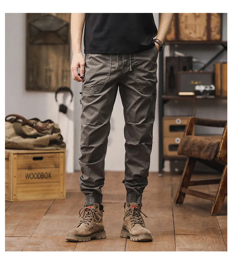 Men's Slim Fit Cotton Work Trousers Casual Loose Cuffed Elastic Waist Korean Fashion Retro Multi-Pocket Pants
Men's Slim Fit Cotton Work Trousers Casual Loose Cuffed Elastic Waist Korean Fashion Retro Multi-Pocket Pants