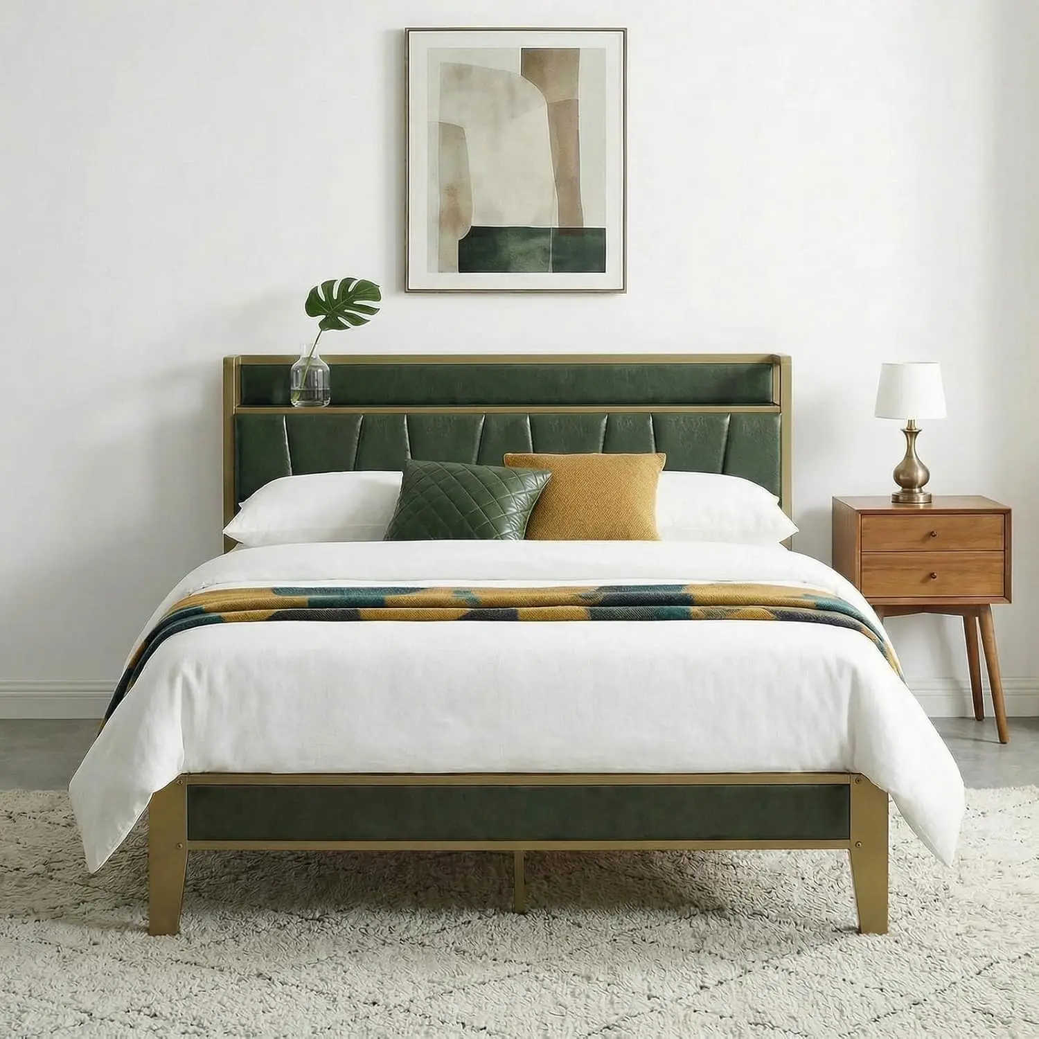 Full Storage Bed Frame with Charging Station Solid Noise-Free Easy Assembly Dark Green, Customized
Full Storage Bed Frame with Charging Station Solid Noise-Free Easy Assembly Dark Green, Customized