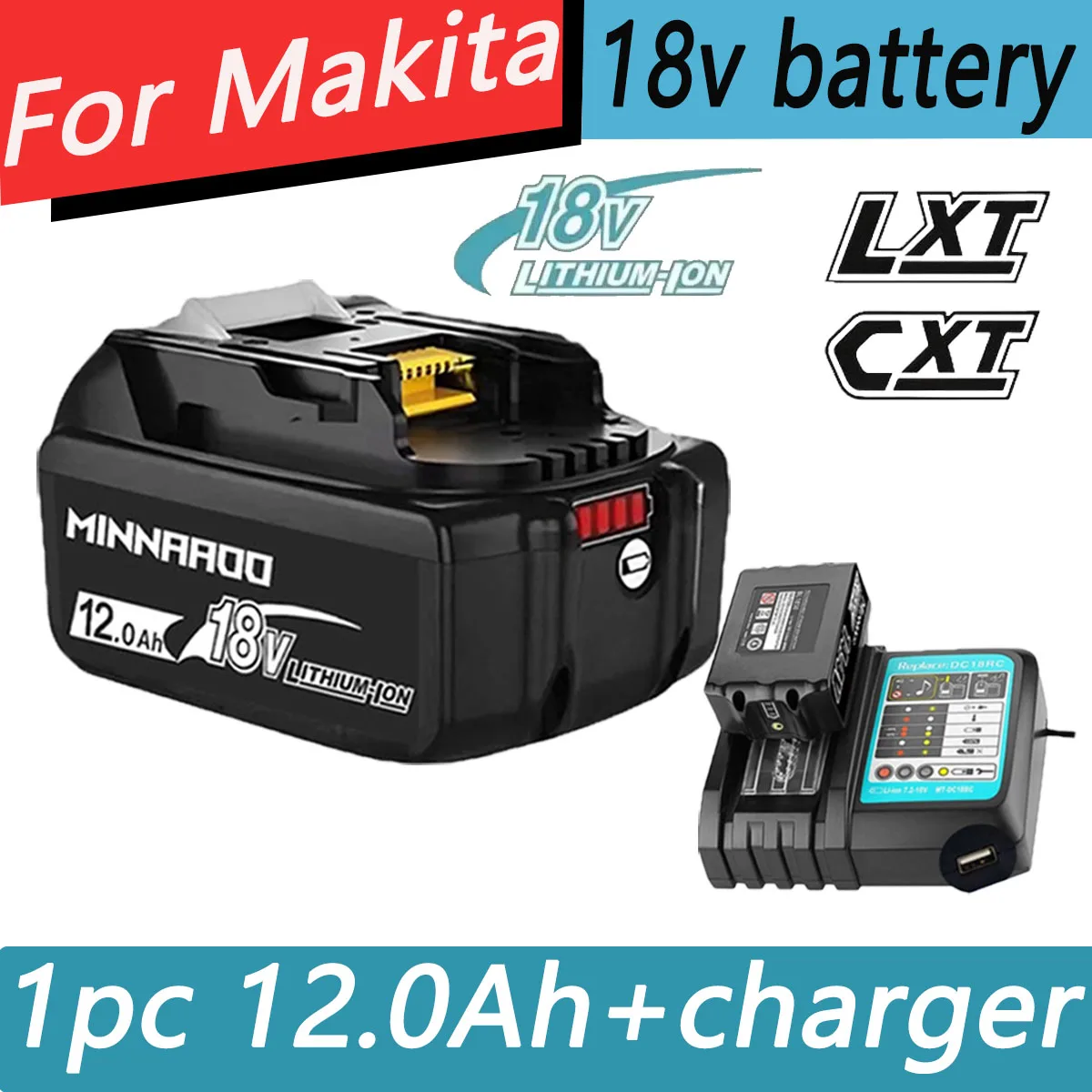 NEW for Makita 18V Battery BL1860B BL1840 BL1830B BL1850B BL1850 BL1860 BL1815 BL1840 BL1840 LXT Replacement Lithium Battery
NEW for Makita 18V Battery BL1860B BL1840 BL1830B BL1850B BL1850 BL1860 BL1815 BL1840 BL1840 LXT Replacement Lithium Battery