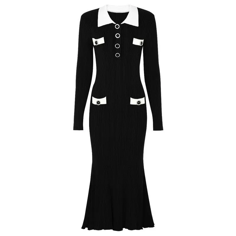 High Quality Fashionable Knitted Slim Fit Long Sleeve Fish Tail Dress Women's mid Waist European Style Dress for Ladies
High Quality Fashionable Knitted Slim Fit Long Sleeve Fish Tail Dress Women's mid Waist European Style Dress for Ladies