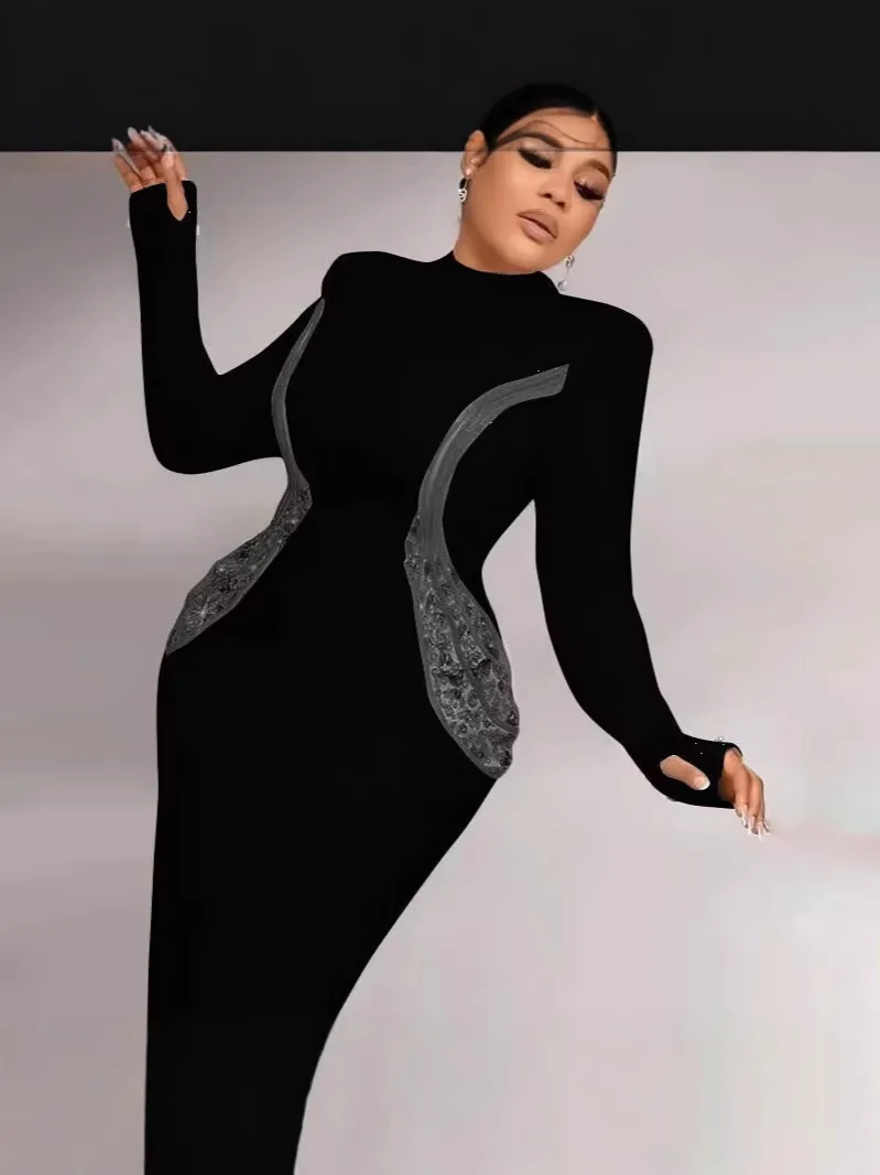 Designer Luxury Waist-Studded Bodycon Bandage Dress Fashionable European and American Party Gown
Designer Luxury Waist-Studded Bodycon Bandage Dress Fashionable European and American Party Gown