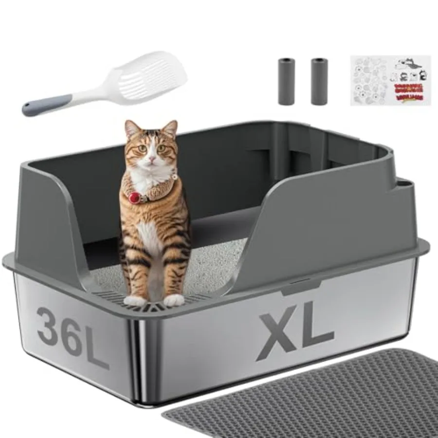 Non-stick Stainless Steel Litter Box, XL Side Opening Splash-Proof and Leak-Proof Seamless Seal, Large Capacity, Cat Litter Box
Non-stick Stainless Steel Litter Box, XL Side Opening Splash-Proof and Leak-Proof Seamless Seal, Large Capacity, Cat Litter Box