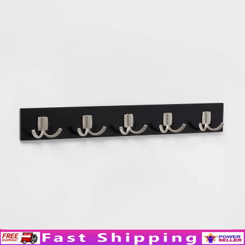 Modern 5 Hook Wall Mounted Coat Rack Nickel Finish Decorative Metal Hooks Rail Bathroom Bedroom Entryway 22.5 Inch Length
Modern 5 Hook Wall Mounted Coat Rack Nickel Finish Decorative Metal Hooks Rail Bathroom Bedroom Entryway 22.5 Inch Length