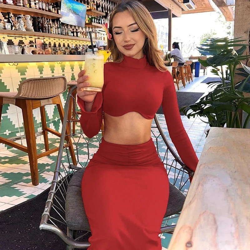 Sexy Knitted Slimming Split round Neckline Set Cross-Border Skirt Navel Fashionable Women's Autumn Outfit Date Wear
Sexy Knitted Slimming Split round Neckline Set Cross-Border Skirt Navel Fashionable Women's Autumn Outfit Date Wear
