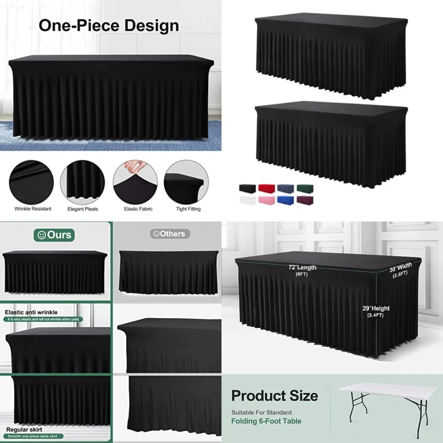 Table Skirts for Rectangle Tables 6Feet - 2 Pack One-Piece Tablecloths and Skirt, Wrinkle Resistant Ruffles Elastic Cover for B
Table Skirts for Rectangle Tables 6Feet - 2 Pack One-Piece Tablecloths and Skirt, Wrinkle Resistant Ruffles Elastic Cover for B