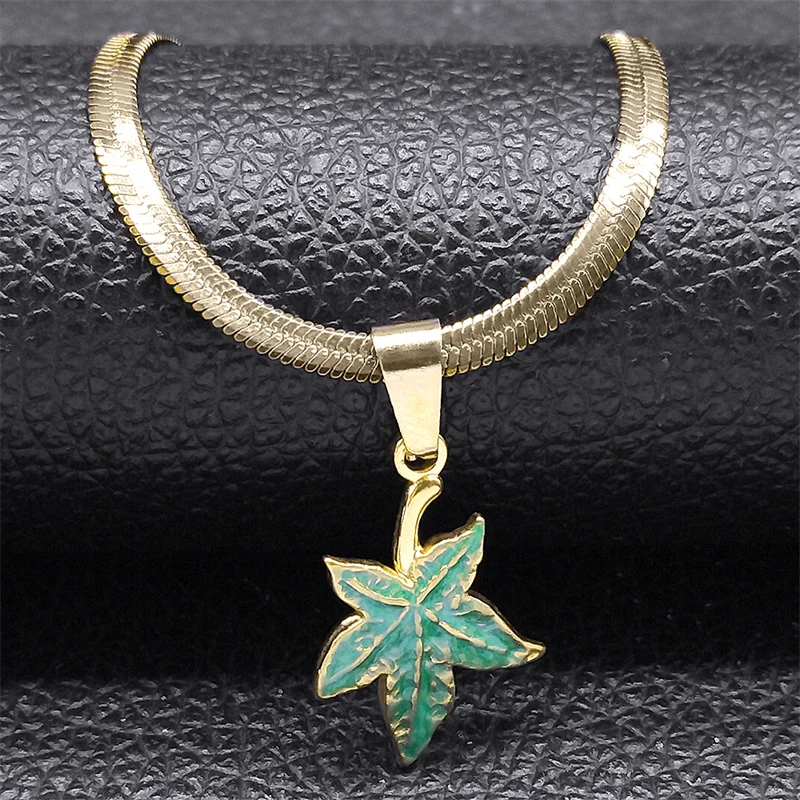 Exquisite Green Maple Leaf Pendant Necklace for Women Men Stainless Steel Gold Color Cute Choker Chain Jewelry collier NZZZ408S1
Exquisite Green Maple Leaf Pendant Necklace for Women Men Stainless Steel Gold Color Cute Choker Chain Jewelry collier NZZZ408S1