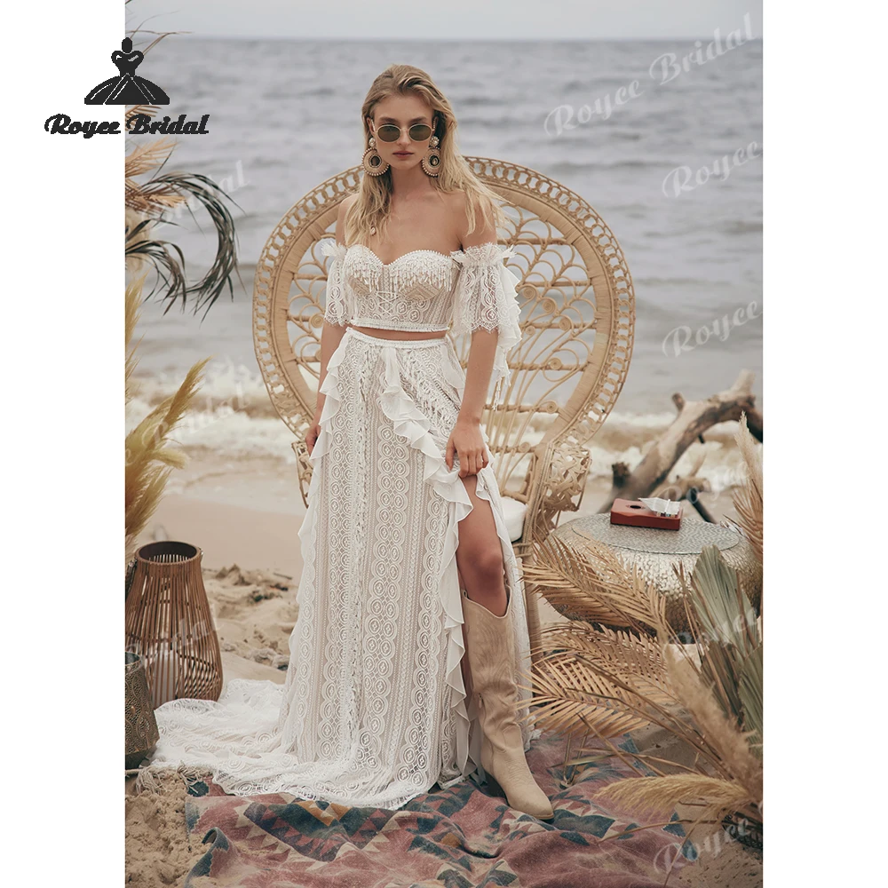 Sweetheart Boho A Line Wedding Dresses 2026 Crop Top Lace Off The Shoulder Customized Beach Bridal Gown Custom vestido de novia
Sweetheart Boho A Line Wedding Dresses 2026 Crop Top Lace Off The Shoulder Customized Beach Bridal Gown Custom vestido de novia
