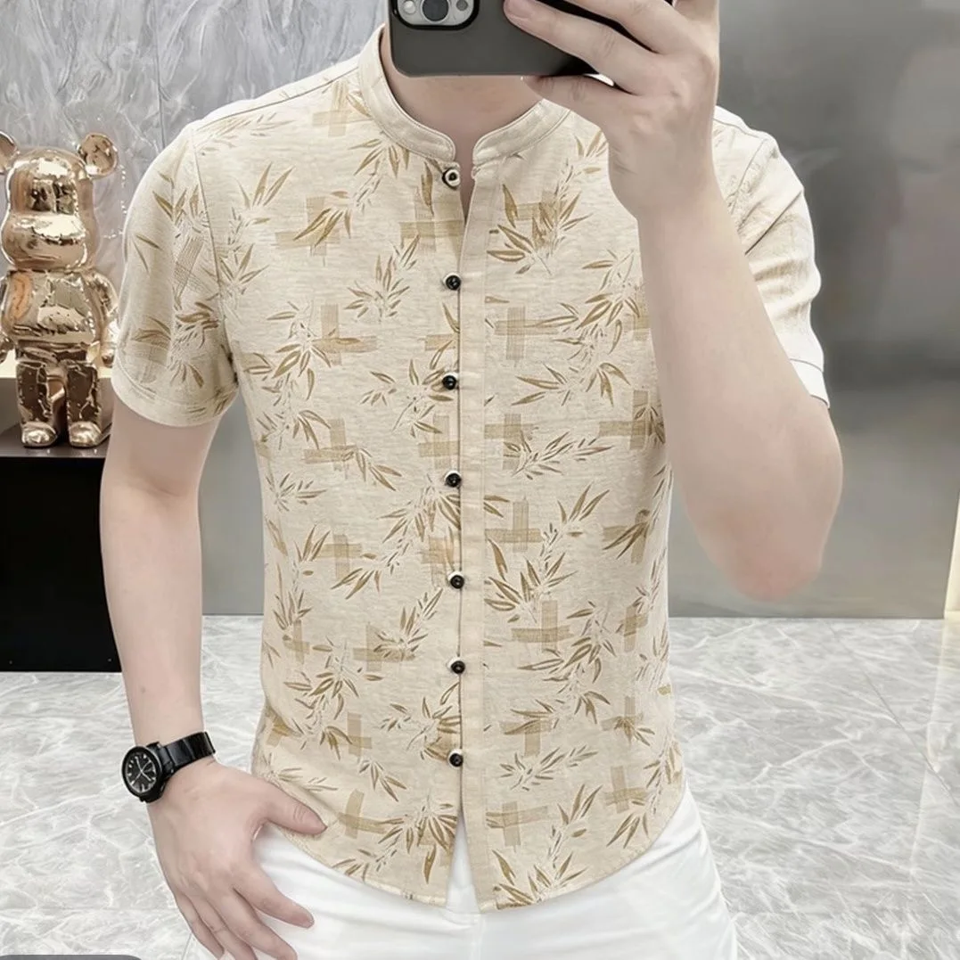 Men's Casual Short Sleeve Shirt Thin New Chinese Water Ink Print Stand Collar Summer Fashion Polyester Fiber Regular Fit Shirt
Men's Casual Short Sleeve Shirt Thin New Chinese Water Ink Print Stand Collar Summer Fashion Polyester Fiber Regular Fit Shirt