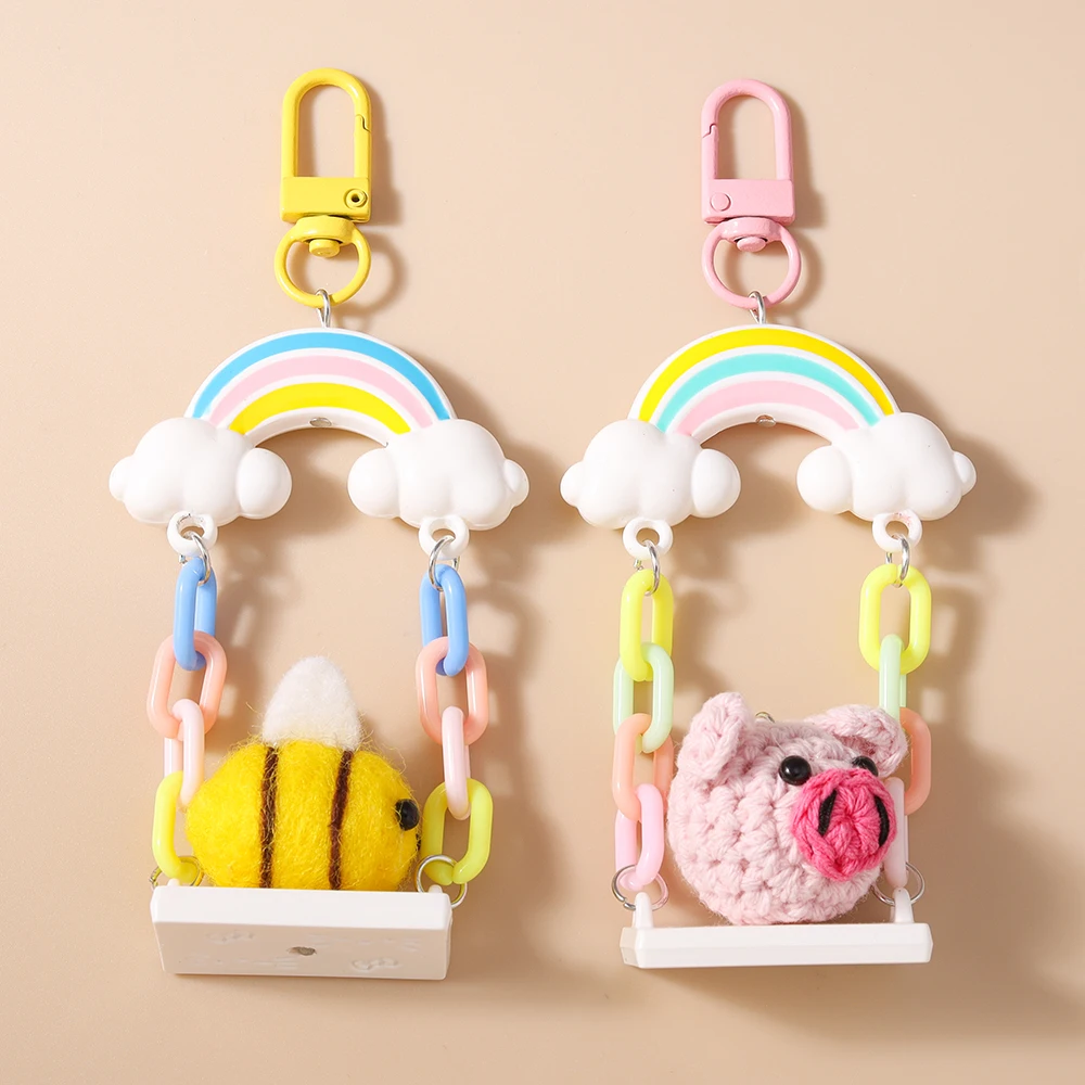 Cute Crocheted Animal Pig Bee Keychain Women Girls Cloud Rainbow Key Ring Pendant for Handbag Charms DIY Key Chain Jewelry Gift
Cute Crocheted Animal Pig Bee Keychain Women Girls Cloud Rainbow Key Ring Pendant for Handbag Charms DIY Key Chain Jewelry Gift