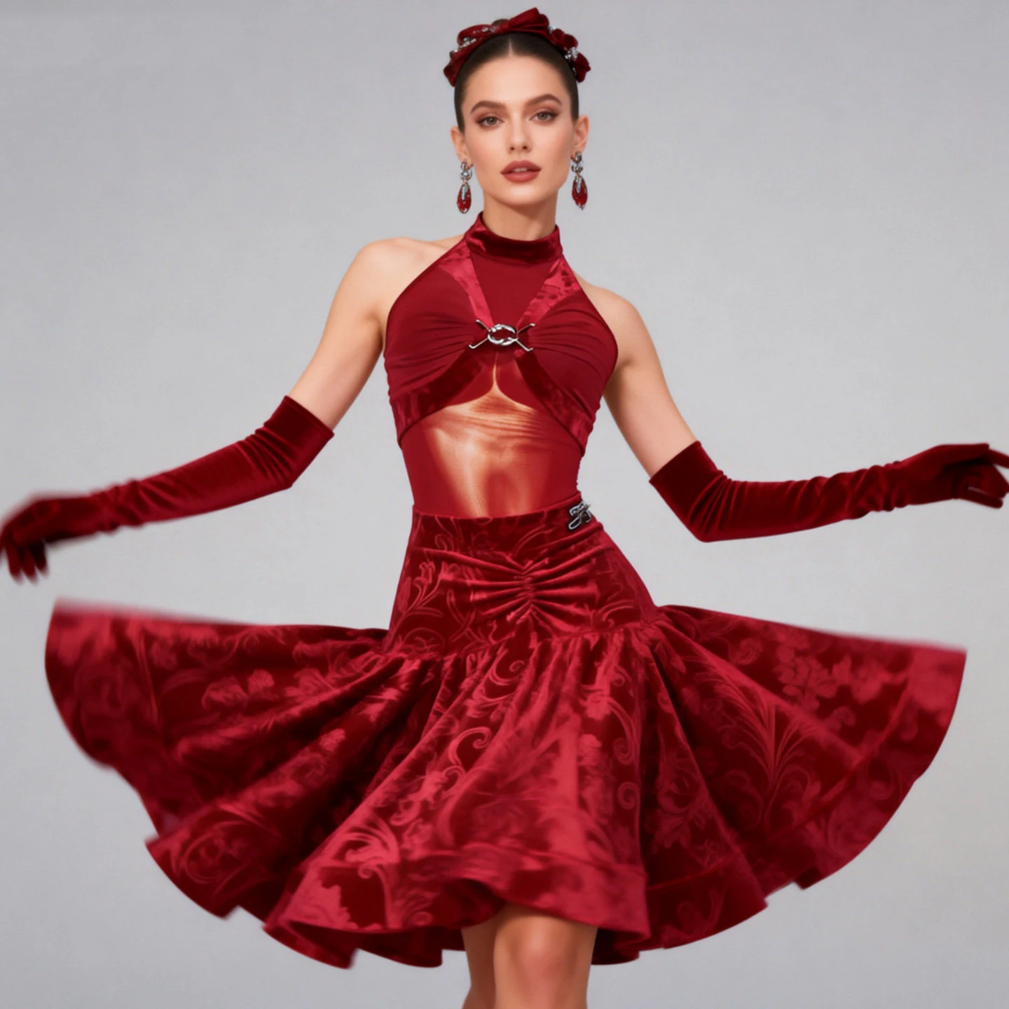 2026 Red Latin Dance Dresses Women Sexy Sleeveless Mesh Jumpsuit Velvet Skirt Split Suit Chacha Samba Tango Adult Dress DN21534
2026 Red Latin Dance Dresses Women Sexy Sleeveless Mesh Jumpsuit Velvet Skirt Split Suit Chacha Samba Tango Adult Dress DN21534