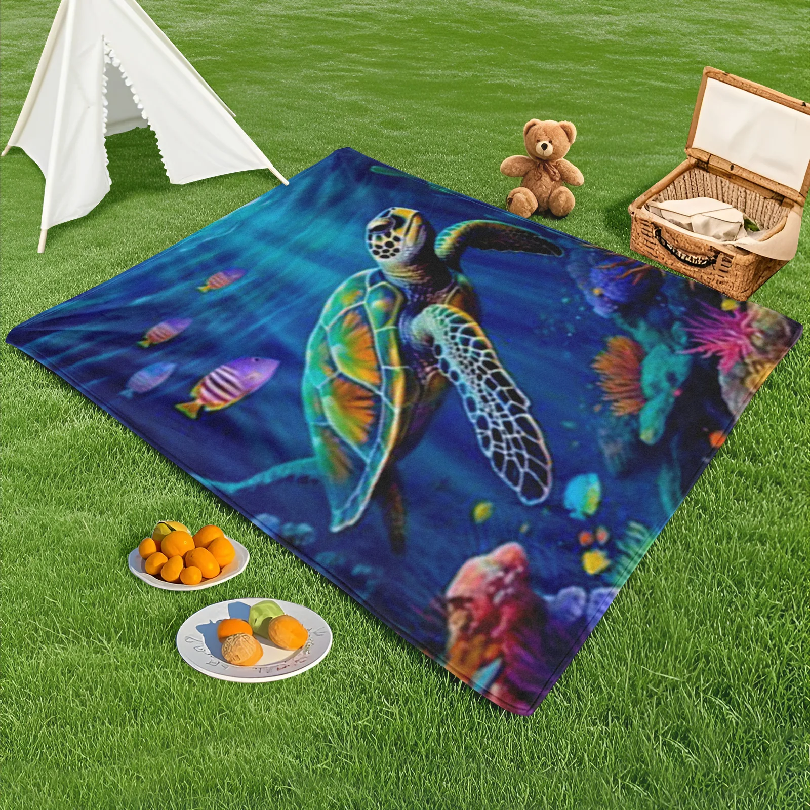 Sea Turtle And Sea Grass Design Outdoor Blanket In Blue With Light Accents For Coastal Adventures And Outdoor Comfort
Sea Turtle And Sea Grass Design Outdoor Blanket In Blue With Light Accents For Coastal Adventures And Outdoor Comfort