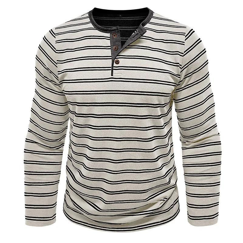 Simple Fashion Striped Print Henry Men's Long Sleeve T shirt Spring Autumn New OutdoorStreet Hip Hop Crew Neck Men Clothing Tops
Simple Fashion Striped Print Henry Men's Long Sleeve T shirt Spring Autumn New OutdoorStreet Hip Hop Crew Neck Men Clothing Tops