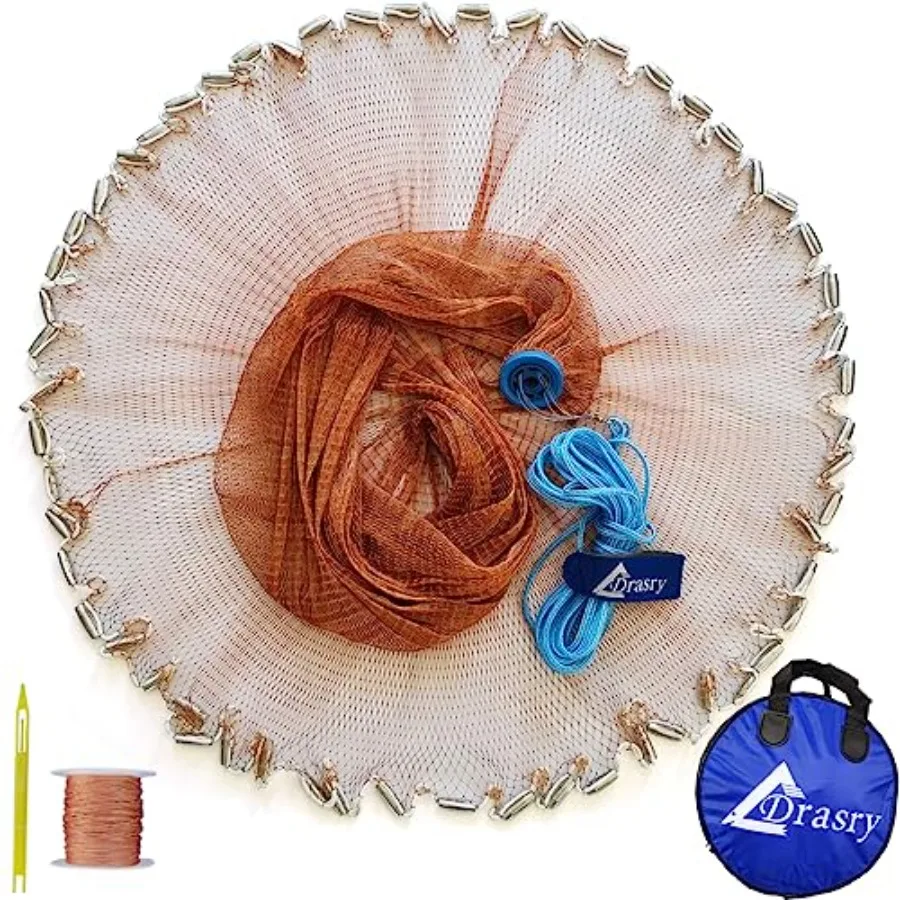 Saltwater American Fishing Cast Net 3/8inch Mesh Size for Bait Shrimp Trap Fish Heavy Duty Sinkers Throw Net
Saltwater American Fishing Cast Net 3/8inch Mesh Size for Bait Shrimp Trap Fish Heavy Duty Sinkers Throw Net