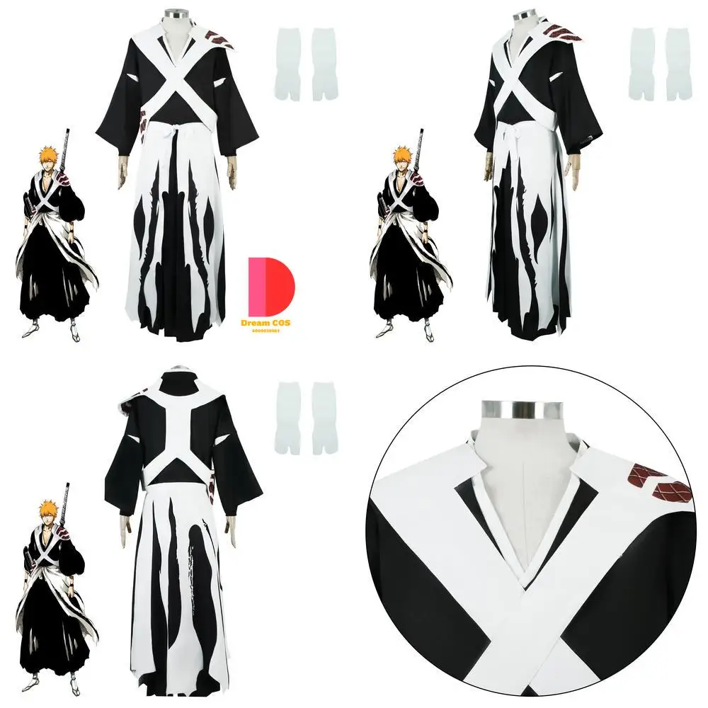 Popular Anime Character Cosplay Costume Anime Ichigo Kurosaki Black White Uniform Set for Men Classic Role Play Halloween Outfit
Popular Anime Character Cosplay Costume Anime Ichigo Kurosaki Black White Uniform Set for Men Classic Role Play Halloween Outfit