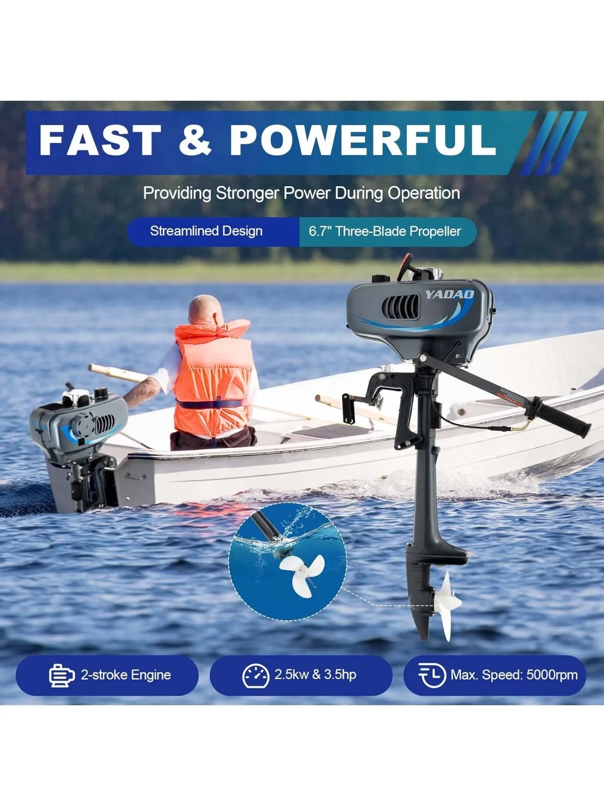 2-Stroke 3.5 HP 49cc Outboard Motor Fishing Engine Heavy Duty CDI Ignition System for Inflatable Boats Sailboats Yachts Canoes
2-Stroke 3.5 HP 49cc Outboard Motor Fishing Engine Heavy Duty CDI Ignition System for Inflatable Boats Sailboats Yachts Canoes