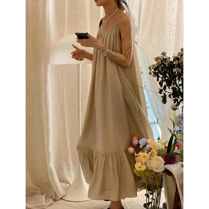 Женская летняя длинная ночная рубашка, однотонная женская ночная рубашка без рукавов, с открытой спиной, пикантная свободная ночная рубашка для женщин, 2024
Женская летняя длинная ночная рубашка, однотонная женская ночная рубашка без рукавов, с открытой спиной, пикантная свободная ночная рубашка для женщин, 2024