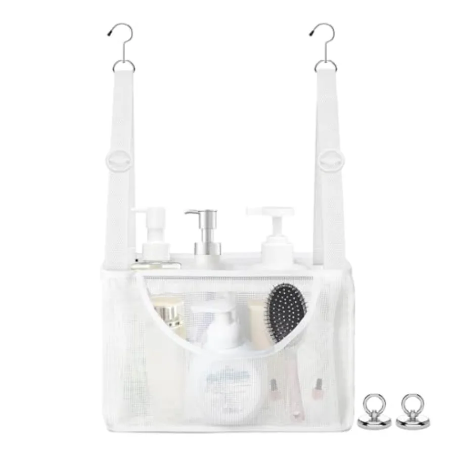PVC Mesh Hanging Shower Caddy Organizer with 2pc Magnetic Hooks, Portable Adjustable Travel Bathroom Bag with Pockets for RV, C
PVC Mesh Hanging Shower Caddy Organizer with 2pc Magnetic Hooks, Portable Adjustable Travel Bathroom Bag with Pockets for RV, C