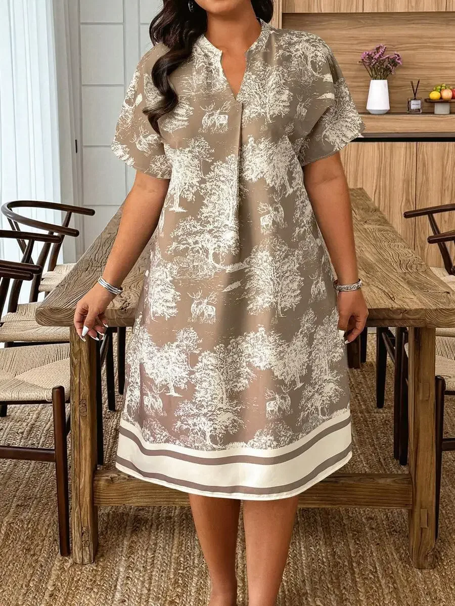 Plus Size Women Summer Vacation Loose Dress With Floral Print Batwing Sleeve
Plus Size Women Summer Vacation Loose Dress With Floral Print Batwing Sleeve