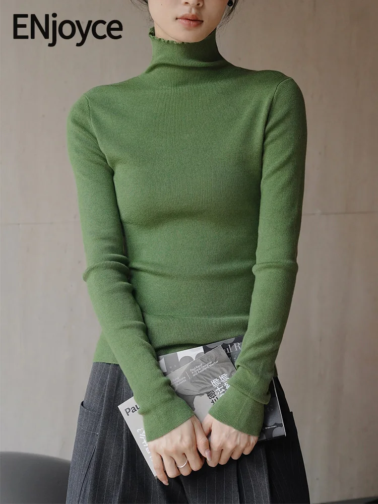 ENjoyce Women Korean Fashion High Collar Wool Knitted Sweater Slim Fit Pullover Turtleneck Knitwear Long Sleeve Tops 2023 Winter
ENjoyce Women Korean Fashion High Collar Wool Knitted Sweater Slim Fit Pullover Turtleneck Knitwear Long Sleeve Tops 2023 Winter