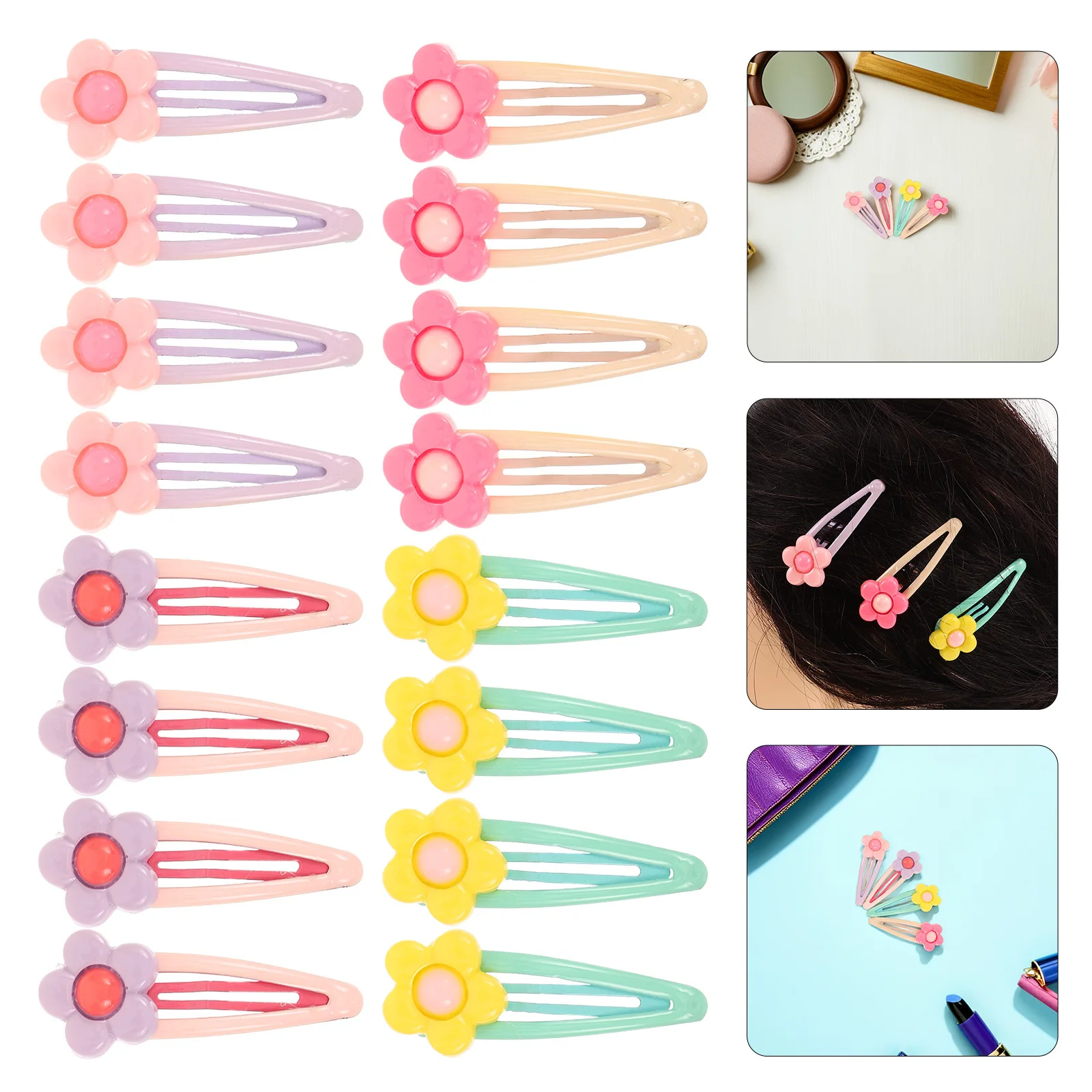 16pcs Korean Hair Clips Cute Flower-Shaped Barrettes Candy Color Soft Clay For Women Styling Bangs Daily Party Use
16pcs Korean Hair Clips Cute Flower-Shaped Barrettes Candy Color Soft Clay For Women Styling Bangs Daily Party Use