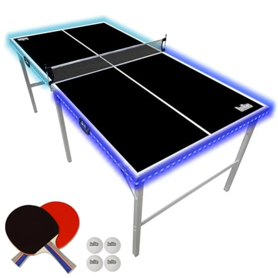 PartyLife Black 6 ft x 3 ft Ping Pong Table Tennis Table w/LED Lights Game Kit Mid-Size Portable Folding Indoor Outdoor Table T
PartyLife Black 6 ft x 3 ft Ping Pong Table Tennis Table w/LED Lights Game Kit Mid-Size Portable Folding Indoor Outdoor Table T