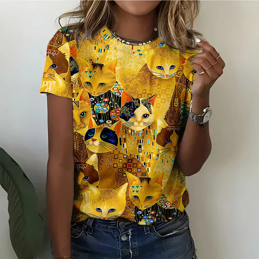 Trendy And Energetic Girl Colorful Cat T-shirt Fashionable And Casual Art Style Yellow Short Sleeve
Trendy And Energetic Girl Colorful Cat T-shirt Fashionable And Casual Art Style Yellow Short Sleeve