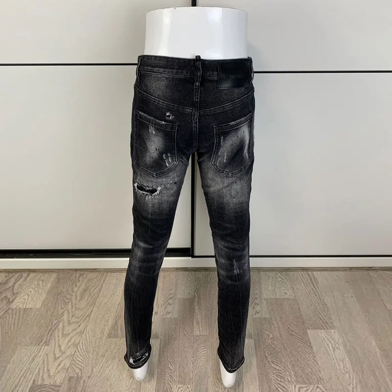 Street Designer Fashion Men Jeans Retro Black Gray Stretch Slim Patched Ripped Jeans Men Y2K Brand Hip Hop Vintage Denim Pants
Street Designer Fashion Men Jeans Retro Black Gray Stretch Slim Patched Ripped Jeans Men Y2K Brand Hip Hop Vintage Denim Pants