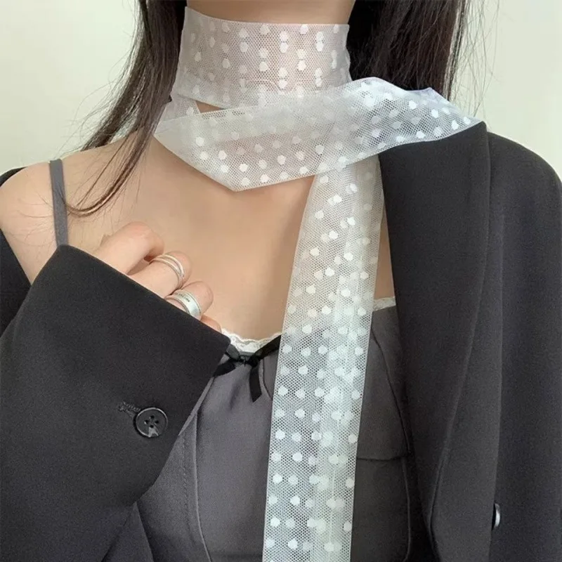 White Lace Polka Dot Long Silk Scarf High-end Neck Korean Versatile Literary and Artistic Temperament Streamer
White Lace Polka Dot Long Silk Scarf High-end Neck Korean Versatile Literary and Artistic Temperament Streamer