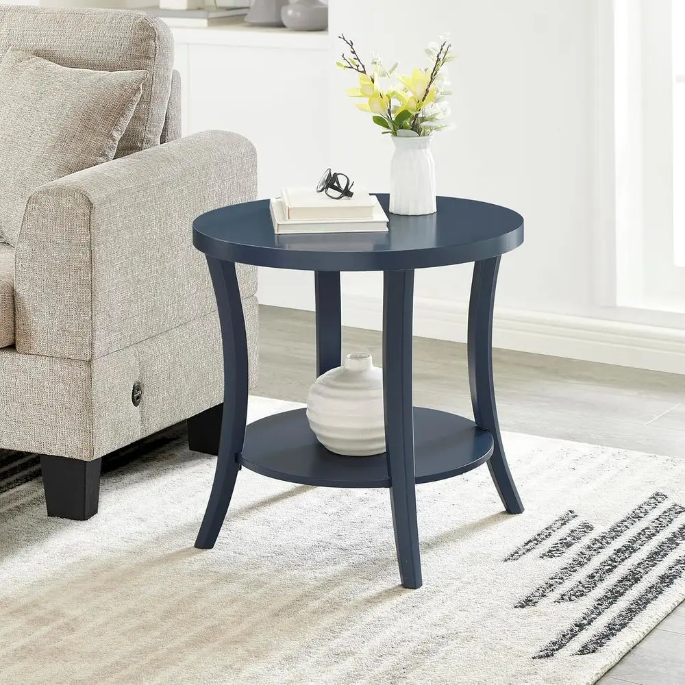 h Contemporary Round End Table with Shel
h Contemporary Round End Table with Shel