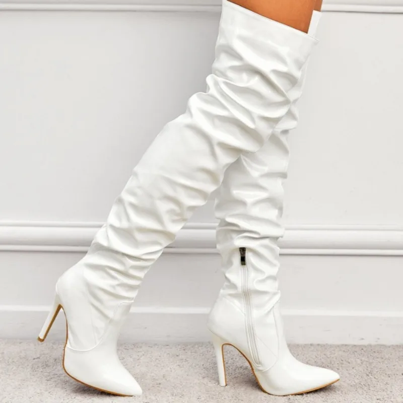 New Women's Shoes Sexy Patent Leather Over The Knee Boots for Woman Fashion Pointed Tip Slouchy Boots Designer Shoes Botas Mujer
New Women's Shoes Sexy Patent Leather Over The Knee Boots for Woman Fashion Pointed Tip Slouchy Boots Designer Shoes Botas Mujer