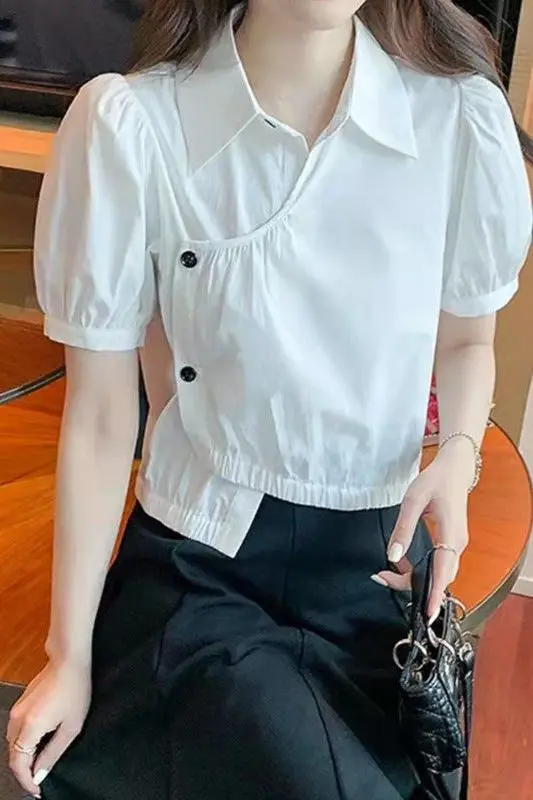 Irregular Design Puff Sleeve Shirt for Women New High-end and Versatile Temperament Short Sleeves
Irregular Design Puff Sleeve Shirt for Women New High-end and Versatile Temperament Short Sleeves