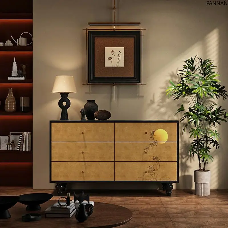 New Chinese solid wood six-chest cabinet, entrance storage cabinet, retro painted decorative cabinet
New Chinese solid wood six-chest cabinet, entrance storage cabinet, retro painted decorative cabinet