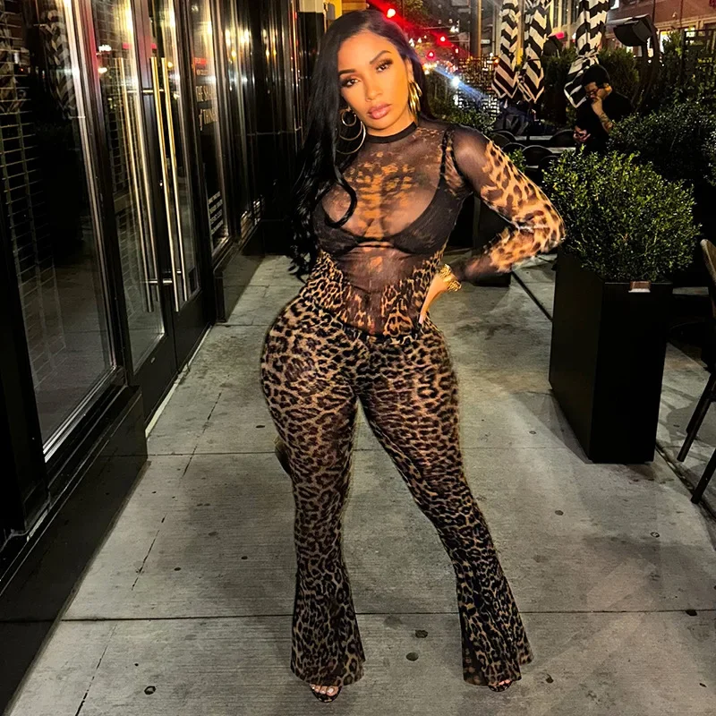 Y2k Sexy Women 2 Piece Leopard Printed Mesh Shirts Tops Leopard Pants Sets Long Sleeve Crop Shirts Flare Pants Two Piece Outfits
Y2k Sexy Women 2 Piece Leopard Printed Mesh Shirts Tops Leopard Pants Sets Long Sleeve Crop Shirts Flare Pants Two Piece Outfits