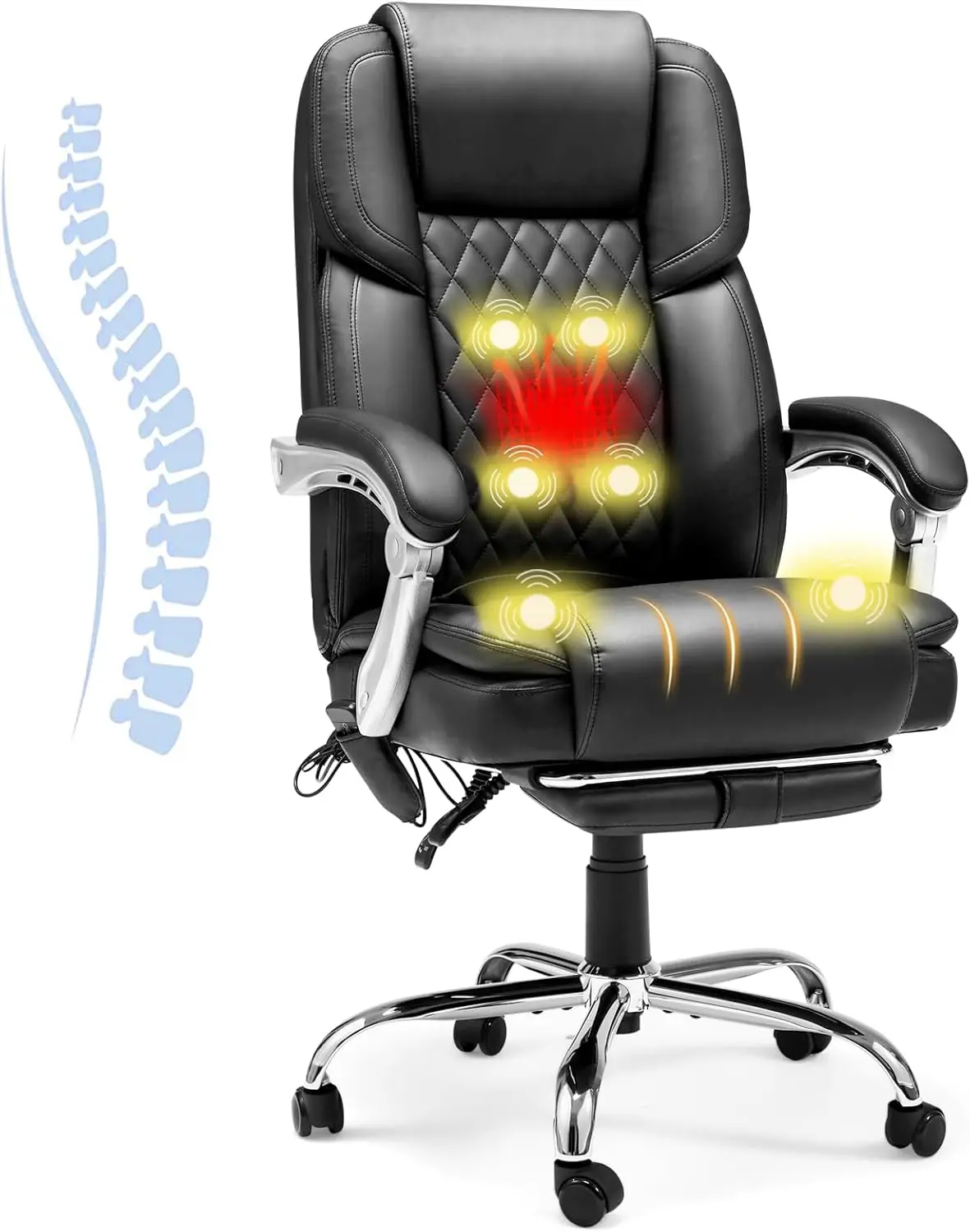 6-Point Massage Office Chair With Lumbar Support, Heated Executive Office Chair With Reclining Backrest, Computer Gaming Chair
6-Point Massage Office Chair With Lumbar Support, Heated Executive Office Chair With Reclining Backrest, Computer Gaming Chair
