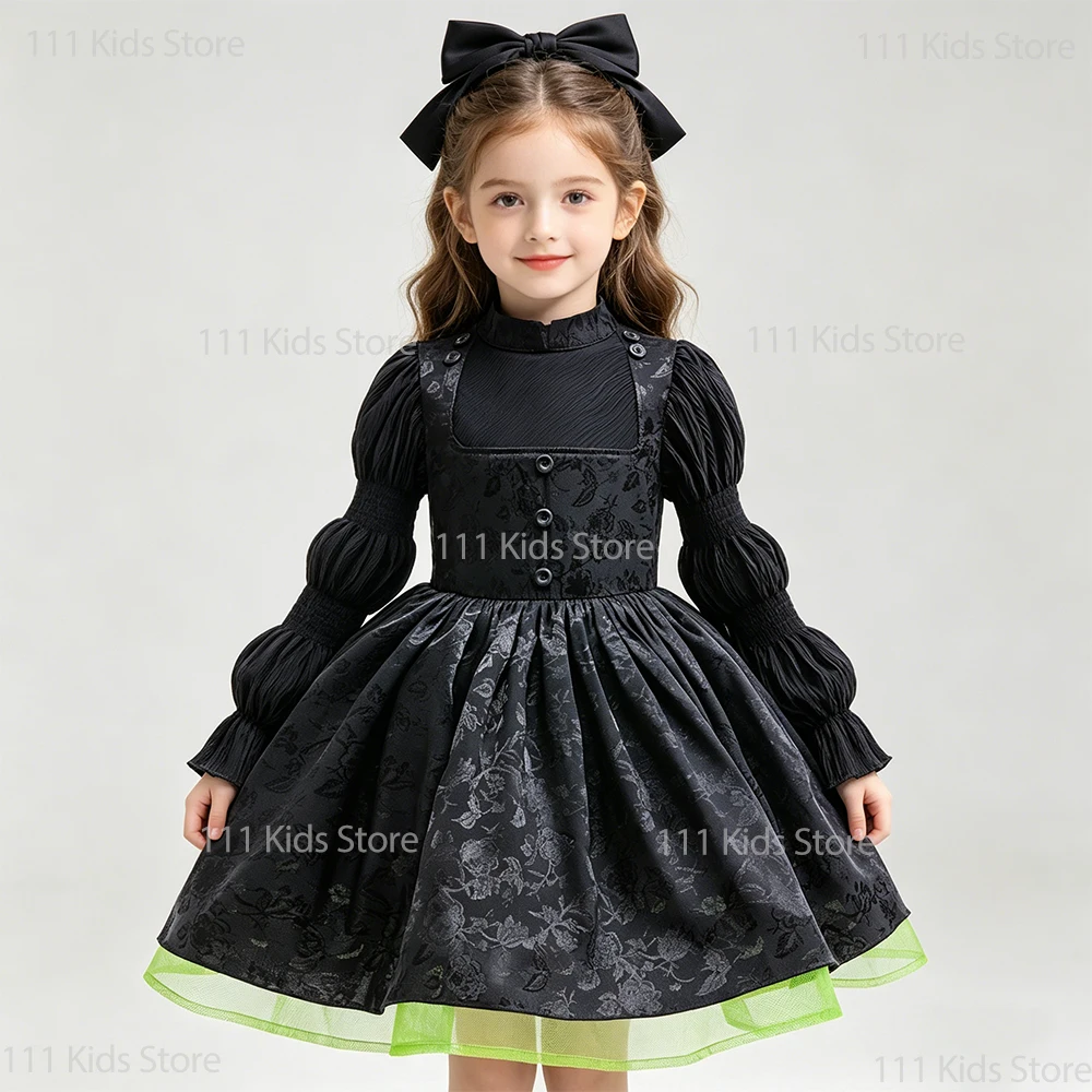Movie Evil Witch Children Elphaba Cosplay Costumes Formal Black Evening Dress Girl Princess Dress Long Sleeve Birthday Dress
Movie Evil Witch Children Elphaba Cosplay Costumes Formal Black Evening Dress Girl Princess Dress Long Sleeve Birthday Dress