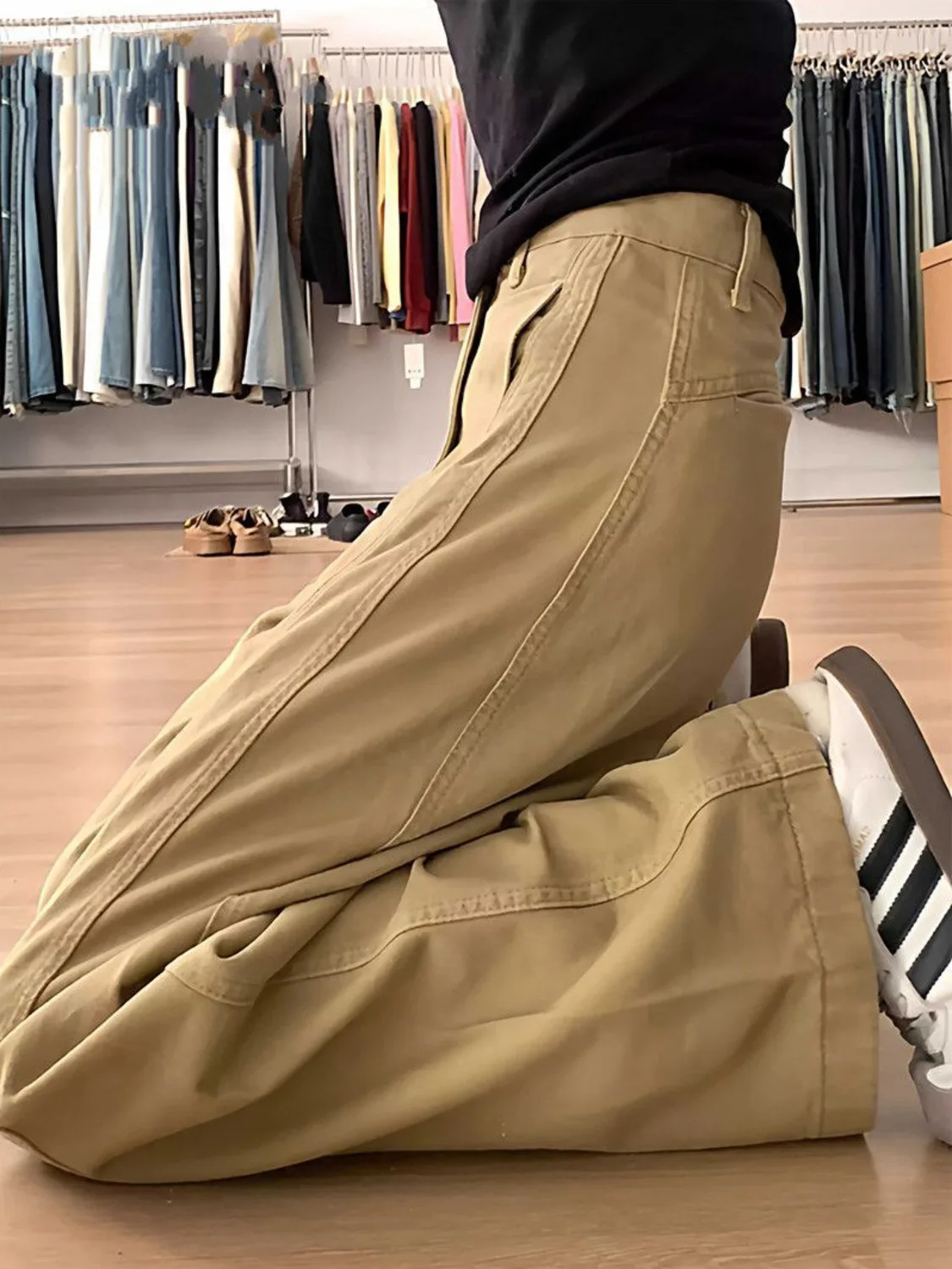 Women's High Waist Wide Leg Pants Khaki White Cotton Trousers Pressed Crease Front Dual Length
Women's High Waist Wide Leg Pants Khaki White Cotton Trousers Pressed Crease Front Dual Length