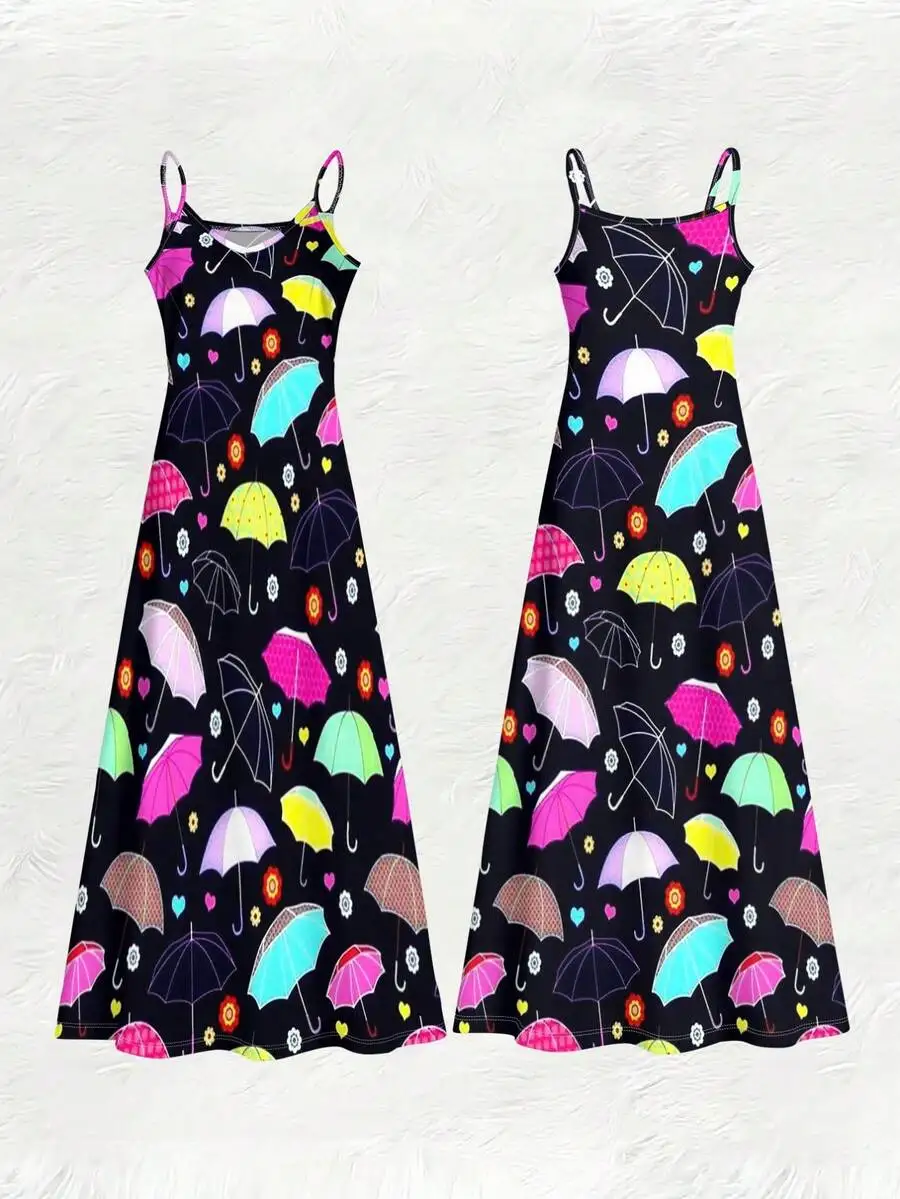 Colorful Umbrella Print Womens Sleeveless Maxi Dress, Polyester, Lightweight Breathable, Casual Summer Style
Colorful Umbrella Print Womens Sleeveless Maxi Dress, Polyester, Lightweight Breathable, Casual Summer Style
