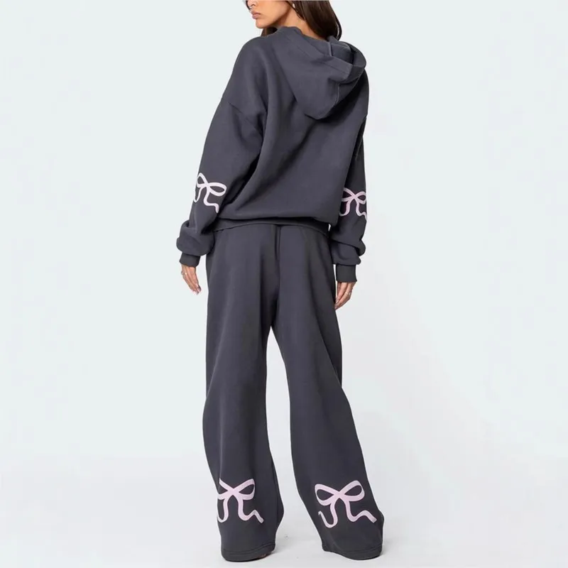 Womens Sport 2 Piece Set Y2K Loose Outfits Set Bow Print Long Sleeve Hooded Pullover Sweatshirts + Elastic Waist Pants Tracksuit
Womens Sport 2 Piece Set Y2K Loose Outfits Set Bow Print Long Sleeve Hooded Pullover Sweatshirts + Elastic Waist Pants Tracksuit