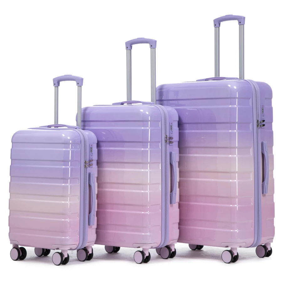 Carry on suitcase set for travel, PC material with spinner wheels, 20/24/28 inches, gradient pink+purple finish, includes combi
Carry on suitcase set for travel, PC material with spinner wheels, 20/24/28 inches, gradient pink+purple finish, includes combi