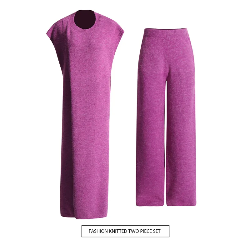 SuperAen Elegant 2024 Autumn New Solid Color Round Neck Knitted Split Design Top High Waist Straight Leg Pants Set
SuperAen Elegant 2024 Autumn New Solid Color Round Neck Knitted Split Design Top High Waist Straight Leg Pants Set