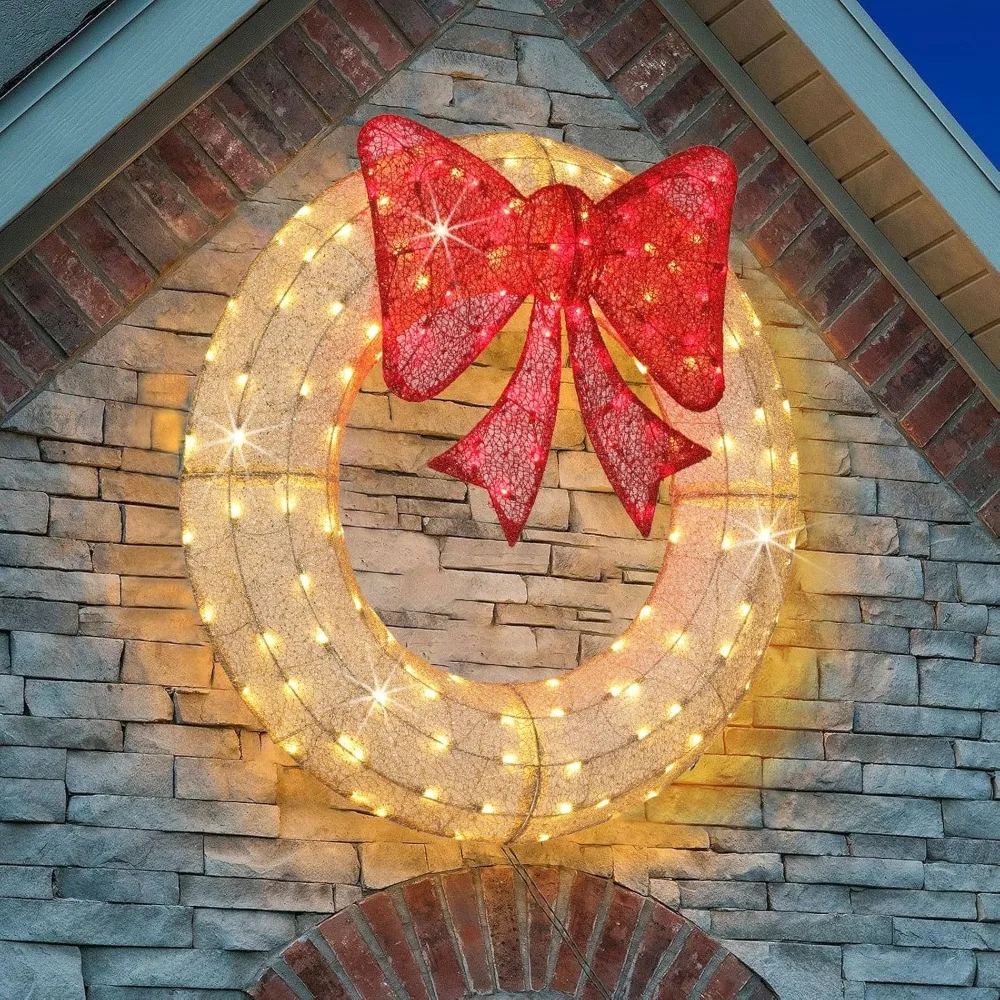 48’’ Christmas Wreaths with 50 Red and 120 Warm White LED Lights for The Outdoor Christmas Decoration, Christmas Bows
48’’ Christmas Wreaths with 50 Red and 120 Warm White LED Lights for The Outdoor Christmas Decoration, Christmas Bows